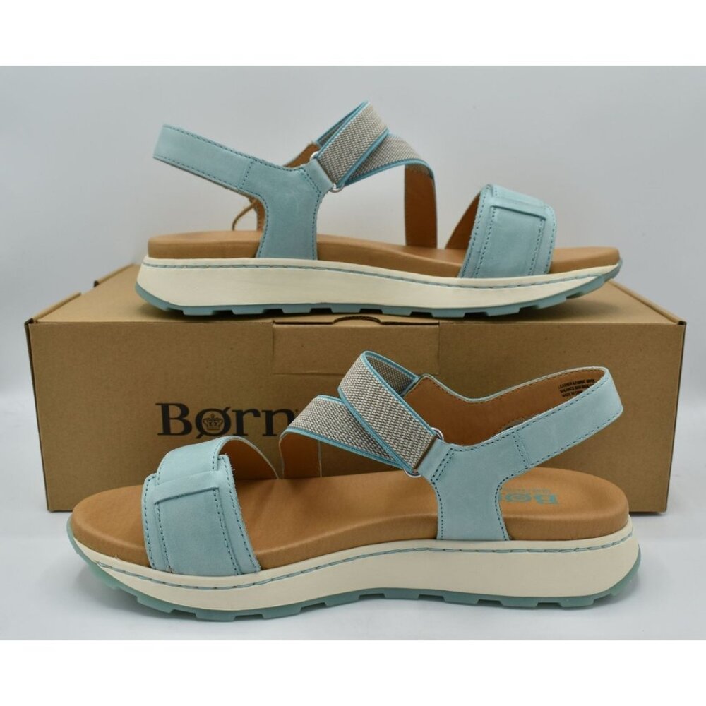 Born Womens Size 8 Mady Turquoise Combo Leather Strappy Open Toe Sandals Shoes - Picture 11 of 15